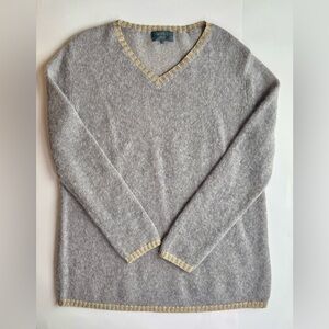 WYSE London V Neck Kid Mohair/Merino Wool Sweater Jumper Lt Grey Size 1